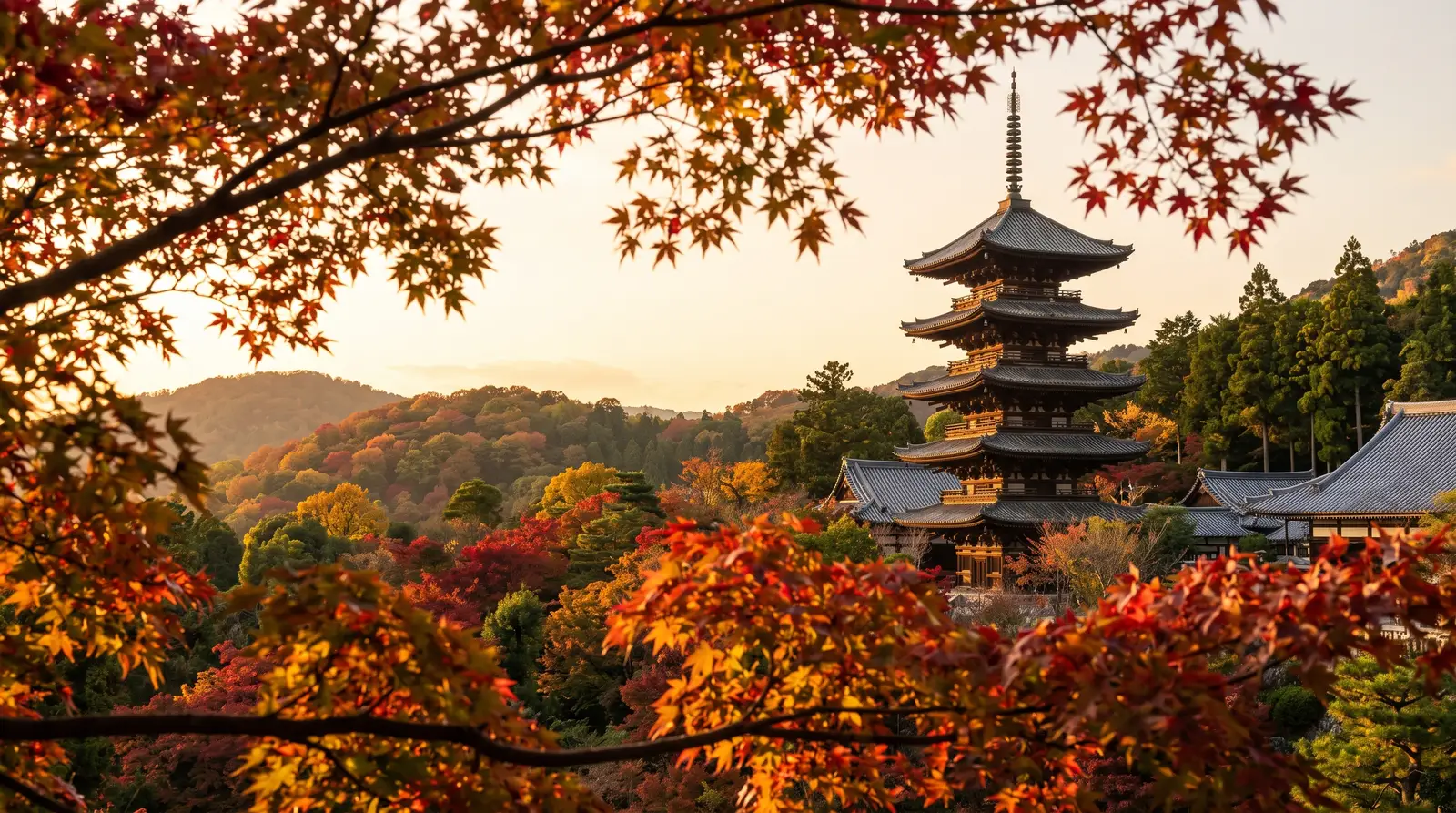 A pagoda above Kyoto, in autumn colour